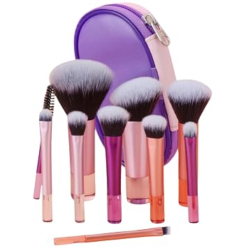 Juego de brochas de maquillaje de viaje, 10 unidades, portátil, pequeño, sombra de ojos, base de ojos, brocha para sombra, contorno de sombra, rubor, mini brochas de maquillaje, tamaño de viaje con paquete