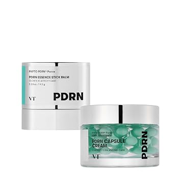 VT COSMETICS PDRN Essence Stick Balm & PDRN Capsule Cream 100, juego de hidratación y reafirmación de cuidado de la piel, cuidado de arrugas para ojos y cuello, PDRN, ácido hialurónico y 9 péptidos, dúo coreano para el cuidado de la piel