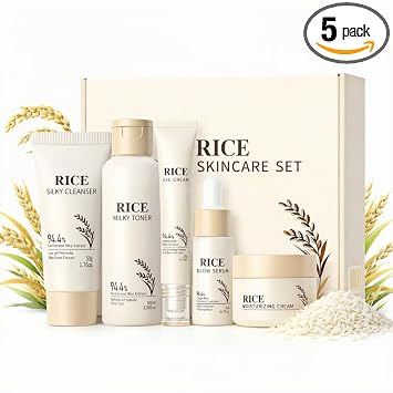 Set coreano para el cuidado de la piel con arroz, kit facial de 5 pasos