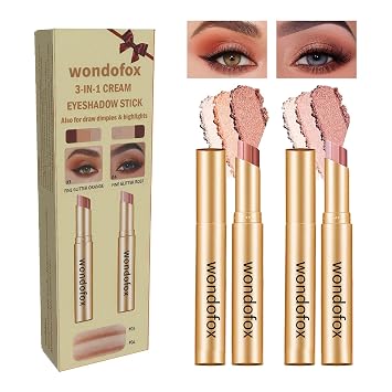 Paquete de 2 sombras de ojos en barra de 3 colores, resistente al
