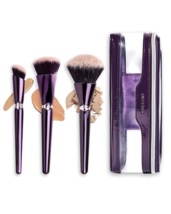 Anisa Beauty Starter - Juego de brochas de maquillaje para uso diario, 3 pinceles esenciales | Para aplicación de base, corrector y polvo: fibras sintéticas suaves para un acabado impecable y sin manchas