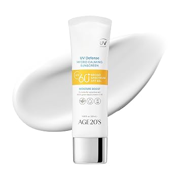 AGE20'S UV Defense Hidro Crema Calmante Protector Solar SPF 60+ | Protector Solar Coreano | Fórmula Cremosa Hidratante, Sin Residuo Blanco, Acabado Ligero | Té Verde + Aloe Vera | Dermatest Excelente