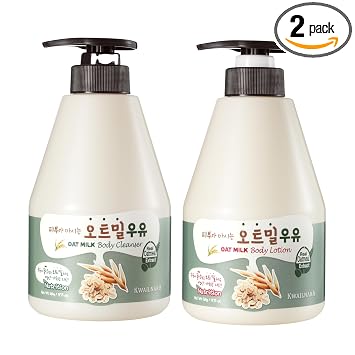 Kwailnara WELCOS - Set de Loción Corporal de Leche de Avena y Gel de Baño – Set de Cuidado de la Piel Coreano Suavizante y Refrescante con Extracto de Avena para una Piel Nutrida y Calmada, 560g