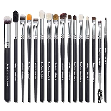 Bueart Design - Juego de 16 brochas de maquillaje para sombra de ojos y cabello natural profesional