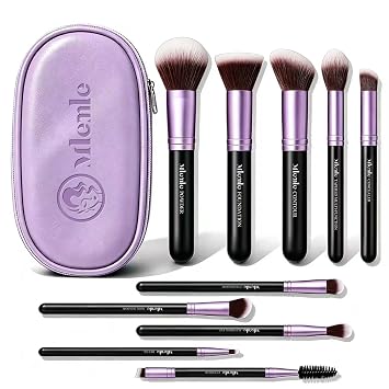 Mlemle Juego de brochas de maquillaje con estuche, kit de maquillaje