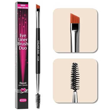 KESHIMA - Brocha delineador de ojos en ángulo Duo – Brocha para delineador de ojos extrafino y carrete