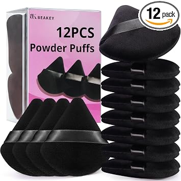 BEAKEY Powder Puff, 12 piezas de polvo triangular para cara para flojos y
