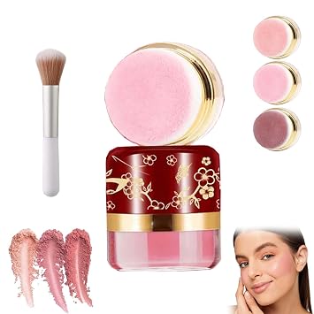 Kit de maquillaje de 3 cajas de rubor perezoso, juego de rubor perezoso, suave y esponjoso, para mejillas, ligero, liso, paleta de rubor de bolsillo, espejo integrado para todo tipo de piel (01#)