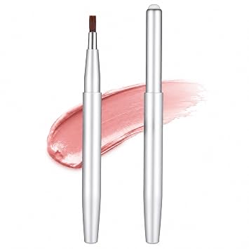 Paquete de 2 pinceles de lápiz labial retráctiles con tapa, aplicador de pincel para delineadores de labios para mujeres y niñas, brillo de labios, sombra de ojos