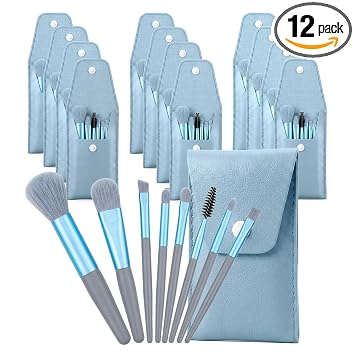 Juego de brochas de maquillaje de tamaño de viaje, azul claro, mini