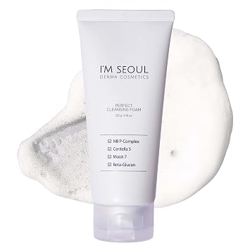 I'M SEOUL Espuma limpiadora suave limpiador facial micelar con surfactantes a base de plantas NB P-Complex Centella Beta-Glucano Hidratante Facial Coreano 4.41 oz