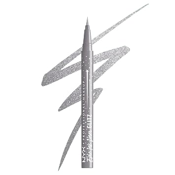 NYX PROFESSIONAL MAKEUP Epic Ink Glitz Liner, delineador de ojos líquido metálico impermeable con fórmula vegana – Flashy Flare (gris claro brillante)
