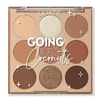 ColourPop Going Coconuts - Paleta de sombra de ojos neutros de tonos fríos con acabados ultra aterciopelados y sedosos, maquillaje de ojos de alto pigmento con una fórmula de larga duración (0.3 onzas)