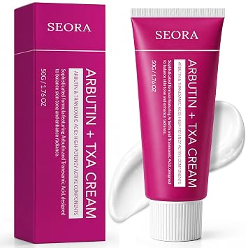 Seora Crema coreana de arbutina para rostro y cuerpo, ácido tranexámico de arbutina y complejo hidratante que apoya incluso el tono de la piel, aborda la decoloración y nutre la piel seca para la