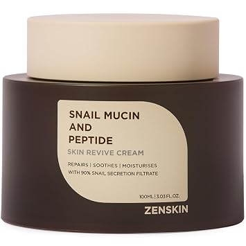 Crema facial hidratante coreana de mucina de caracol para el cuidado de la piel, 90% de mucina de caracol y complejo de péptidos para revivir la piel, fórmula avanzada hidratante y rejuvenecedora de colágeno, 3.03 onzas líquidas (3.4 fl oz)