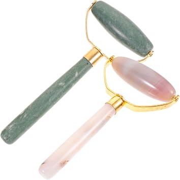 LIFKOME 2pcs Jade Face Massage Roller for Jawline and Body, Compact
