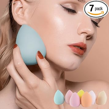 7-Pack Makeup Sponge Set Latex-Free Beauty Blender for Foundation Blending and Flawless Application Wet and Dry Cosmetic Sponges