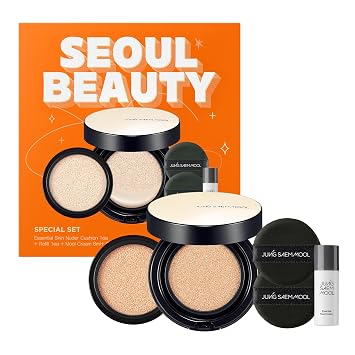 Set de regalo de cojín Skin Nuder | Maquillaje coreano, SPF 50 (21 medianos)
