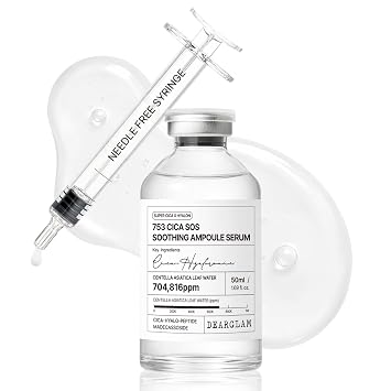 DEARGLAM 753 Cica SOS Soothing Ampoule Serum, Centella Asiatica & Hyaluronic Acid, Daily Hydrating Korean Skincare, 1.69 fl oz (50 mL)