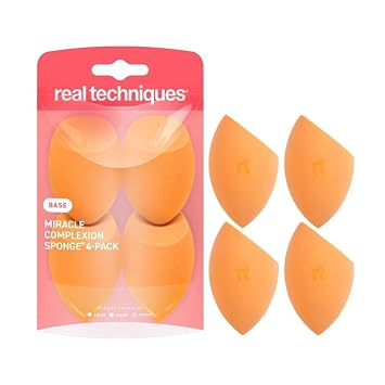 Real Techniques Miracle Complexion Beauty Sponge Esponja Mezcladora de Maquillaje, Juego de 4