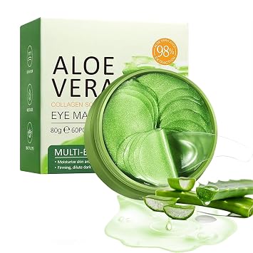 Eakroo - Parches para debajo de los ojos, 60 parches de aloe vera para ojos hinchados y ojeras, máscara de ojos, cuidado de la piel, parches de ojos para mujeres, máscara debajo de los ojos, parques para ojeras, reduce arrugas y líneas finas