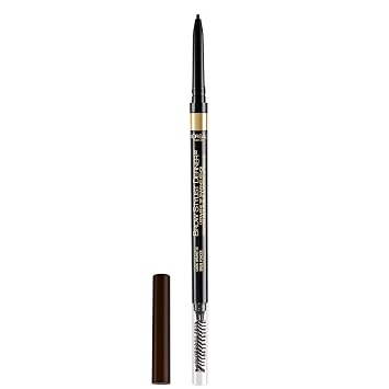 L'Oreal Paris Lápiz de cejas resistente al agua, lápiz de cejas ultra fino, mecánico y retráctil, dibuja pequeños pelos de cejas y rellenos en áreas dispersas y huecos, color castaño oscuro, 0.003 onzas.