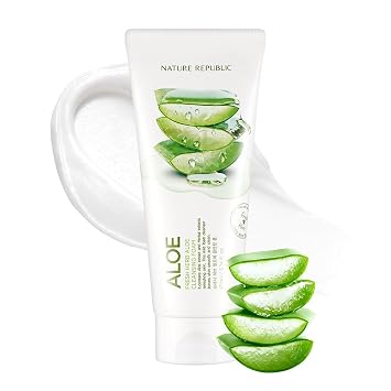 Nature Republic Fresh Herb Aloe Espuma limpiadora | Hidratación e hidratación diaria removedor de maquillaje, limpieza de poros, cuidado de la piel coreano para todo tipo de piel (5.74 onzas líquidas)