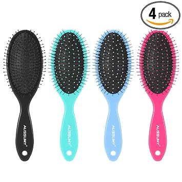 Pack de 4 cepillos para desenredar el cabello - Cepillo de almohada de aire con cerdas ultrasuaves para eliminar sin esfuerzo los enredos para cabello húmedo, seco, dañado, rizado y frágil