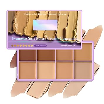 Paleta de corrector de crema de 8 colores, paleta de contorno de cobertura completa mate suave, paleta de base mate natural de larga duración, paleta de maquillaje facial mezclable impermeable