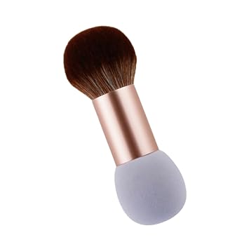 Cepillo de cosméticos de doble cabeza para aplicación de rubor y polvo, mango duradero para uso diario y profesional, fácil de limpiar y mantener, cepillo de esponja púrpura