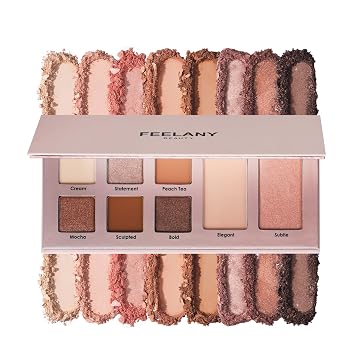 PROFESSIONAL MAKEUP Paleta de sombra de ojos impermeable de larga duración, 11 tonos ultra pigmentados brillantes y mate, paleta de maquillaje neutro cálido y marrón con espejo, mezclable multiusos