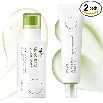 beplain Mung Bean Skincare Duo - Suero y crema calmante | Sin fragancia | Cuidado calmante con Mung Bean | Cuidado de la piel coreano | Adecuado para pieles sensibles