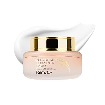FARMSTAY Crema facial de arroz y bífida, hidratante de arroz con niacinamida para una piel brillante, cuidado de la piel coreano, 4.05 onzas líquidas