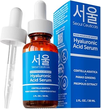 SeoulCeuticals Suero de ácido hialurónico coreano para cara con centella