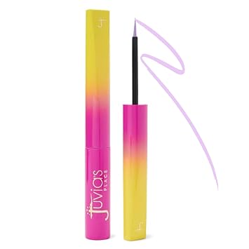 Juvia's Place Delineador líquido impermeable – Delineador de ojos de punta fina lila pastel, a prueba de manchas con aplicador de precisión para un aspecto de ojos atrevidos, líneas suaves, colores