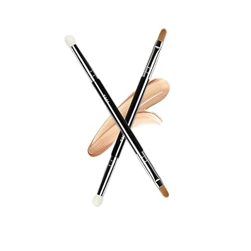 Cepillo corrector de doble extremo, 2 piezas, mini cepillo de maquillaje de doble extremo con cerdas sintéticas de esponja