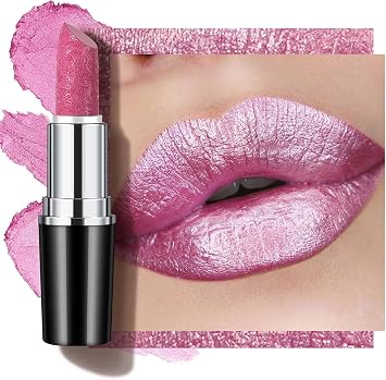 Anglicolor Lápiz labial con purpurina de alto impacto, lápiz labial rojo oscuro, fórmula cremosa hidratante, lápiz labial metálico para mujeres, vegano y libre de crueldad, color de labios de cobertura completa (G15)