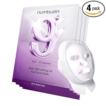 numbuzin No.9 NAD+ BIO Lifting Full Face Mask, 4 Sheets + Lifting Band