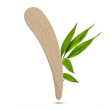 Bamboo - Juego de 50 espátulas de maquillaje facial cosmético de 1,3 × 2.4 in, espátula de maquillaje, espátulas cosméticas biodegradables compostables, cuchara para el cuidado de la piel, aplicador