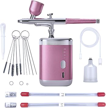 Kit de aerógrafo: pistola de pintura en aerosol de mano con boquilla de 0.3/0.020 in, juegos de pistolas de pulverización inalámbricas recargables adecuados: cepillo de aire para uñas, arte