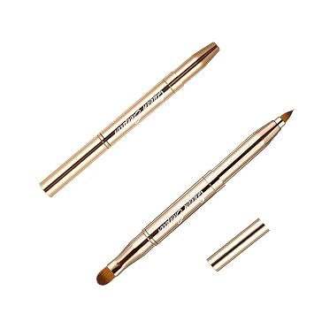 Cepillo retráctil de maquillaje de pestañas de cejas cepillo de maquillaje de doble cara suave con tapa corrector delineador de ojos para cepillos cosméticos de viaje, color dorado