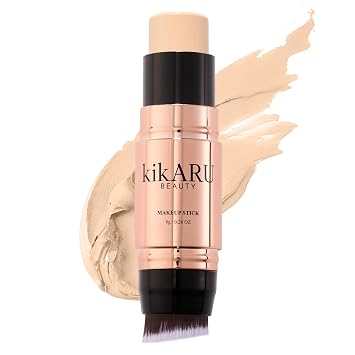 kikARU Barra de contorno con aplicador de pincel suave, barra bronceadora de acabado mate, maquillaje profesional para modelar y contornear la cara, fácil de aplicar con cobertura construible, para