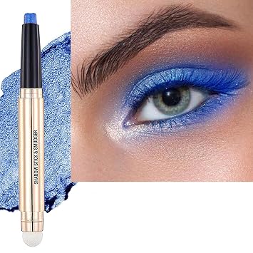 Maquillaje en barra de sombra de ojos azul, lápiz de sombra de ojos impermeable de larga duración, paleta de imprimación con purpurina hipoalergénica a prueba de manchas, delineador de ojos