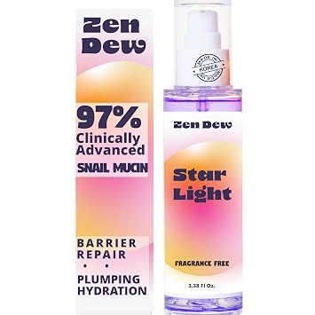 Suero de Mucina de Caracol Coreano Clínicamente Avanzado - Star Light de Zen Dew (100 ml) Suero Facial de Belleza Coreana Luminoso, Antienvejecimiento e Hidratante para un Brillo de Piel de Vidrio