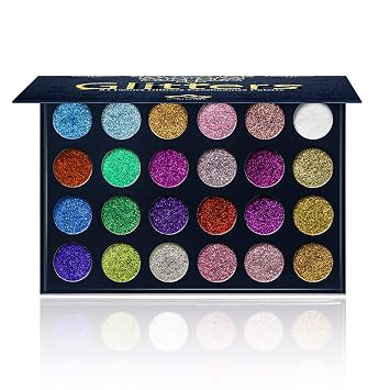 Aolailiya Paleta de sombra de ojos con brillantina prensada de 24 colores – Mineral Ultra Shimmer paleta de maquillaje sombra de ojos polvo de larga duración impermeable