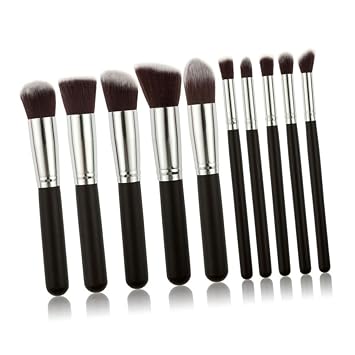 Juego completo de brochas de maquillaje, 10 cepillos sintéticos, cerdas densas y bien formadas, perfectas para la mezcla de aplicaciones diarias