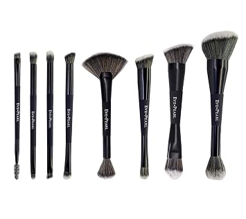 EVE PEARL Juego de 8 brochas completas de doble pincel, corrector de contorno, mezclador, iluminador, kit de maquillaje