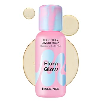 MAMONDE Flora Glow Rose - Mascarilla líquida diaria | Tóner y exfoliante 2 en 1 | Mascarilla coreana sin enjuague con ácido hialurónico, péptidos y 10% PHA para piel de vidrio | Cuidado de la piel