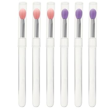 6Pcs Silicone Lip Gloss Brush and Eyeshadow Applicator Set with Caps, Portable Lip Mask and Lipstick Brush for Precise Makeup Application