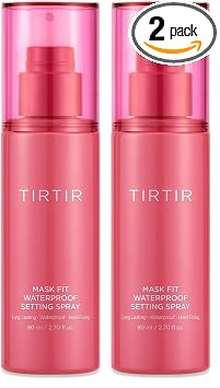TIRTIR Spray fijador impermeable – Fijación de larga duración de 24 horas, resistente al sudor y al agua – Sin etanol, acabado semi mate para piel grasa – Fijador de maquillaje coreano (paquete de 2)